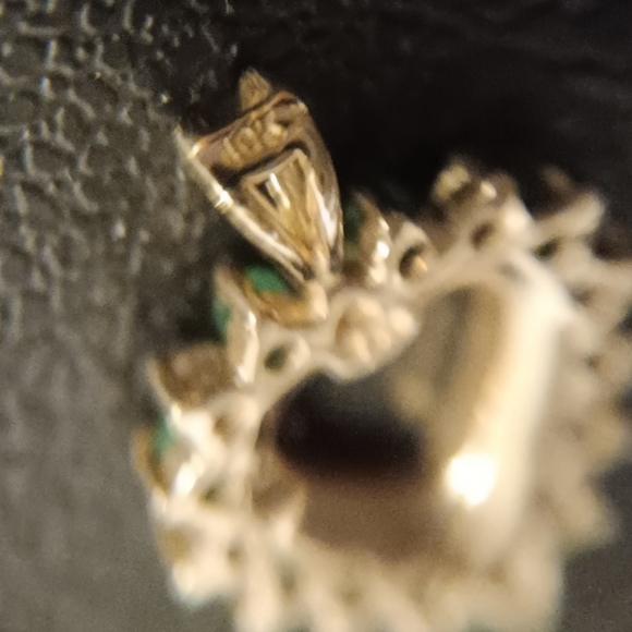 10K Gold Necklace Pendant Heart Lab Emerald White Quartz 10KT - Picture 5 of 5